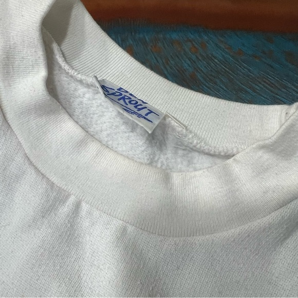 Vintage Ben Sprout Hong Kong CityScape Water Ferry Travel Sweatshirt white blue - Picture 5 of 13